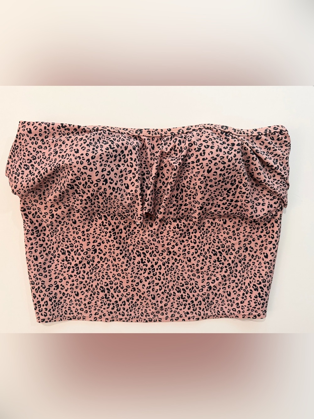 Leopard Print Bandeau Tankini Swim Top Size Large